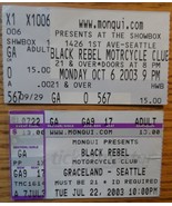 Black Rebel Motorcycle Club 2 Ticket Stubs Seattle Shows 2003 Monqui Pre... - £11.53 GBP