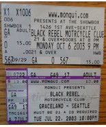 Black Rebel Motorcycle Club 2 Ticket Stubs Seattle Shows 2003 Monqui Pre... - £11.66 GBP