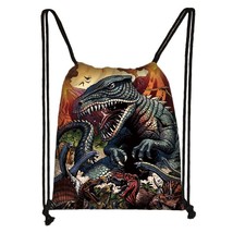 Ancient Reptiles animal dinosaur print drawstring bag women men travle b... - £13.74 GBP