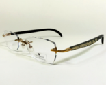Gold &amp; Wood Eyeglasses Frames R19 6 CM27GD Brown gold Genuine Horn 50-18... - $370.65