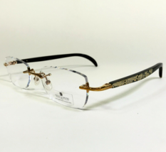 Gold &amp; Wood Eyeglasses Frames R19 6 CM27GD Brown gold Genuine Horn 50-18-130 - £295.36 GBP