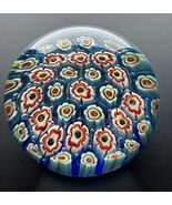 Two-tone 2.5” blue millefiori paperweight vibrant colors - $24.71
