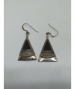 Sterling Silver 925 Black Onyx Triangle Earrings - $29.99