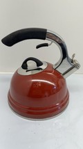 Calidad 2.5L Professional Quality Red Enamel Stainless Whistling Teapot Kettle  - £7.74 GBP
