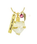 White Heart Crystal Gold Pendant Urn - Love Charms™ Option - $39.95