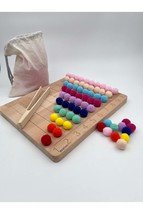 Montessori Educational Wooden Toy – Colorful Felt Balls Numbers Learning Board - £28.24 GBP