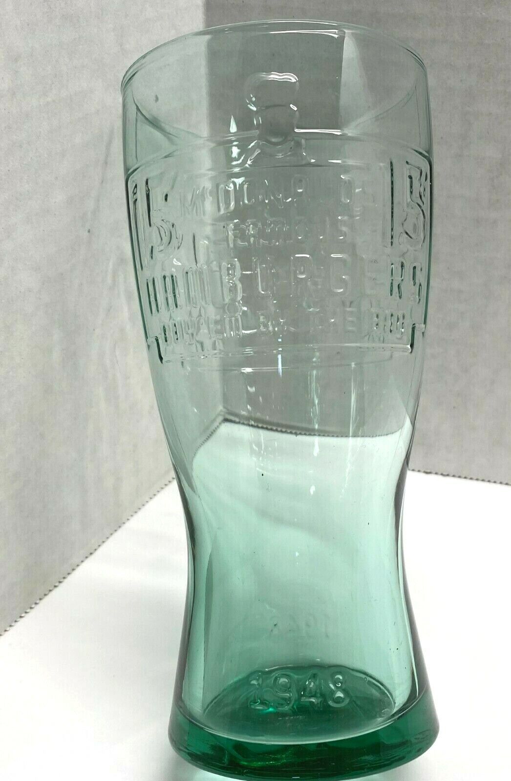 McDonalds 1948 Famous 15 Cent Hamburger Collectible Green Glass Retro Cup - $17.98