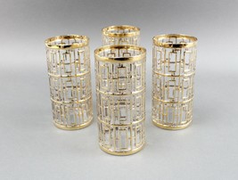 Imperial Glass Shoji Trellis 22K Gold Highball Glasses Tumblers 5 3/4&quot; S... - $275.99