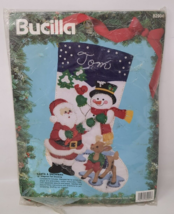 Vintage Bucilla 82904 Christmas Felt Stocking Kit Santa Reindeer Snowman 90s NEW - £23.72 GBP
