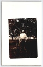 RPPC Man Posing At Tree In The Yard Real Photo Postcard B41 - £7.82 GBP