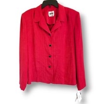 Leslie Fay Women&#39;s Size 16 Red Padded Shoulder Button Down Blazer Jacket - £17.90 GBP