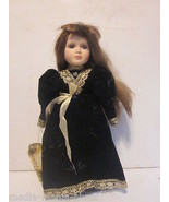 VINTAGE PORCELAIN GIRL DOLL 16&quot; TALL IN BLACK EVENING GOWN DRESS - £8.01 GBP