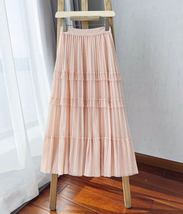 Pleated Tulle Skirt Black White Midi Length Custom Plus Size by Dressromantic image 9