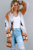 Gold Flame Aztec Graphic Open-Front Cardigan - $43.99