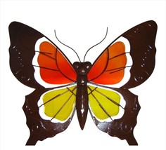Monarch Butterfly Wall Plaque 16.3" Wide Metal Glass Orange Yellow Garden Decor