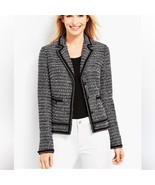 TALBOTS fringe tweed jacket black &amp; white size 8P preppy old money luxury - €33,38 EUR