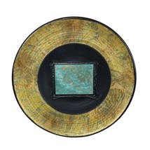 Wall Hanging Art Pottery Large Plate Signed Michael Weinberg 2009 Metal Patina - £275.27 GBP