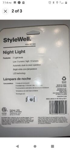 StyleWell Coral Dusk to Dawn & 2 Ways Switch Automatic LED Night Light Item image 3