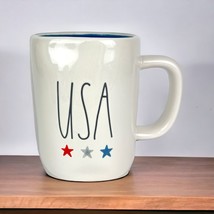 Rae Dunn “USA&quot; Stars America 4th of July Coffee Mug Whit Blue Red Patriotic NEW - £11.81 GBP