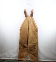 Vintage 90s Carhartt Mens 44x30 Thrashed Quilted Double Knee Overalls Brown USA - £86.80 GBP