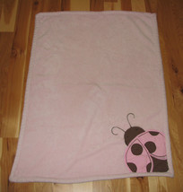Tiddliwinks Baby Girl Pink Plush Fleece Blanket Brown Ladybug Lady Bug - £25.09 GBP