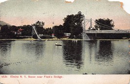 Elmira New York Fitch&#39;s Bridge Water Park Divided Back Postcard 1907 - $9.89