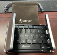 iClever Keyboard IC-BK03 Folding Bluetooth Black Silver EUC, tested &amp; works! - £45.38 GBP