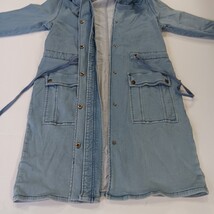 Yest Women's Front Button Blue Denim Removable Hoodie Coat Jacket Pockets Size 8 image 13