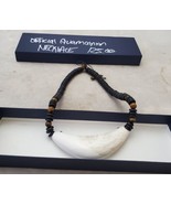 Handmade Guatamalian Necklace with Large White Stone and Black Beads - £7.74 GBP