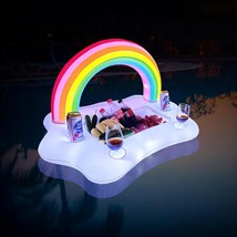 Inflatable Rainbow Cloud Drink Holder Lights,Solar Powered Floating Pool Serving - £20.79 GBP