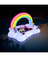 Inflatable Rainbow Cloud Drink Holder Lights,Solar Powered Floating Pool Serving - $26.11