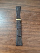 vintage mid century Quinn 19 MM brown leather watch strap gold buckle En... - $21.78