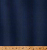 Homespun Navy Blue 1/8&quot; Plaid Gingham Check Organic Cotton Fabric BTY D153.02 - £8.61 GBP