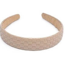 Embossed Woven Vegan Leather Headband Natural - £11.65 GBP
