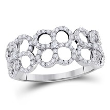 Diamond Clover Flower 4 Leaf Band 10k White Gold Womens Ring 1/3 Cttw - $557.37