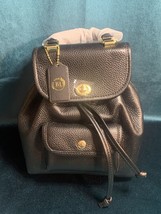 NWT Bella Luer Leather Black Pebble Drawstring Knapsack Purse Magnetic C... - $45.00