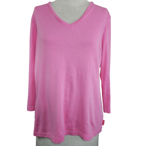 Primary image for Pink V Neck Pima Cotton Top Size Large