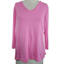 Pink V Neck Pima Cotton Top Size Large - £19.83 GBP