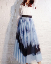 Dusty Blue Long Tulle Skirt Women Plus Size Fluffy Tulle Skirt image 5