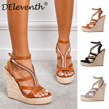 Platform Sandals Women Peep Top High Heels Wedge Sandals - £38.25 GBP