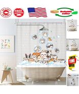 Adorable Cartoon Pets Shower Curtain 72L x 60W - Expressive Kids Bathroo... - $664.49 MXN