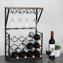 3-Tier Stackable Wine Rack With Glasses Holder Perfect For Wine Cellar, Cabinet - £52.74 GBP