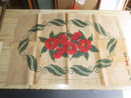 SANITIZED Supreme FLORAL DESIGN Burlap Cloth #380C for HOOKED RUG - 24&quot; ... - £18.56 GBP