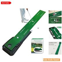 Indoor Golf Putting Mat with Auto-Ball Return and Alignment Guides Green... - $69.25