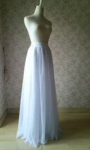 White Full Tulle Skirt Outfit Wedding Party Plus Size Floor Length Tulle Skirt image 3