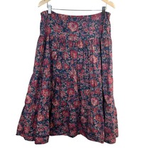 Chaps Maxi Skirt 14 Multicolor Floral 100% Cotton A-Line Prairie Peasant Boho - £23.96 GBP