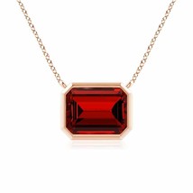 ANGARA Lab-Grown East-West Bezel-Set Ruby Pendant in 14K Gold (9x7mm,3 Ct) - £1,089.24 GBP
