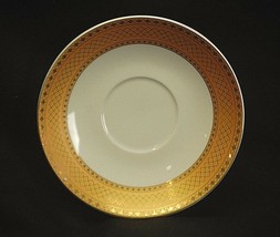 Alpine Cuisine 5-3/8&quot; Saucer Plate Gold Geometric Designs Fine Porcelain Germany - £7.09 GBP