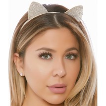 Rhinestone Cat Ears Headband Shimmer Crystals Shiny Kitten Kitty Cream 9... - $14.84