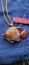 New Betsey Johnson Necklace Fish Red Tropical Beach Collectible Decorative Nice  - £11.98 GBP